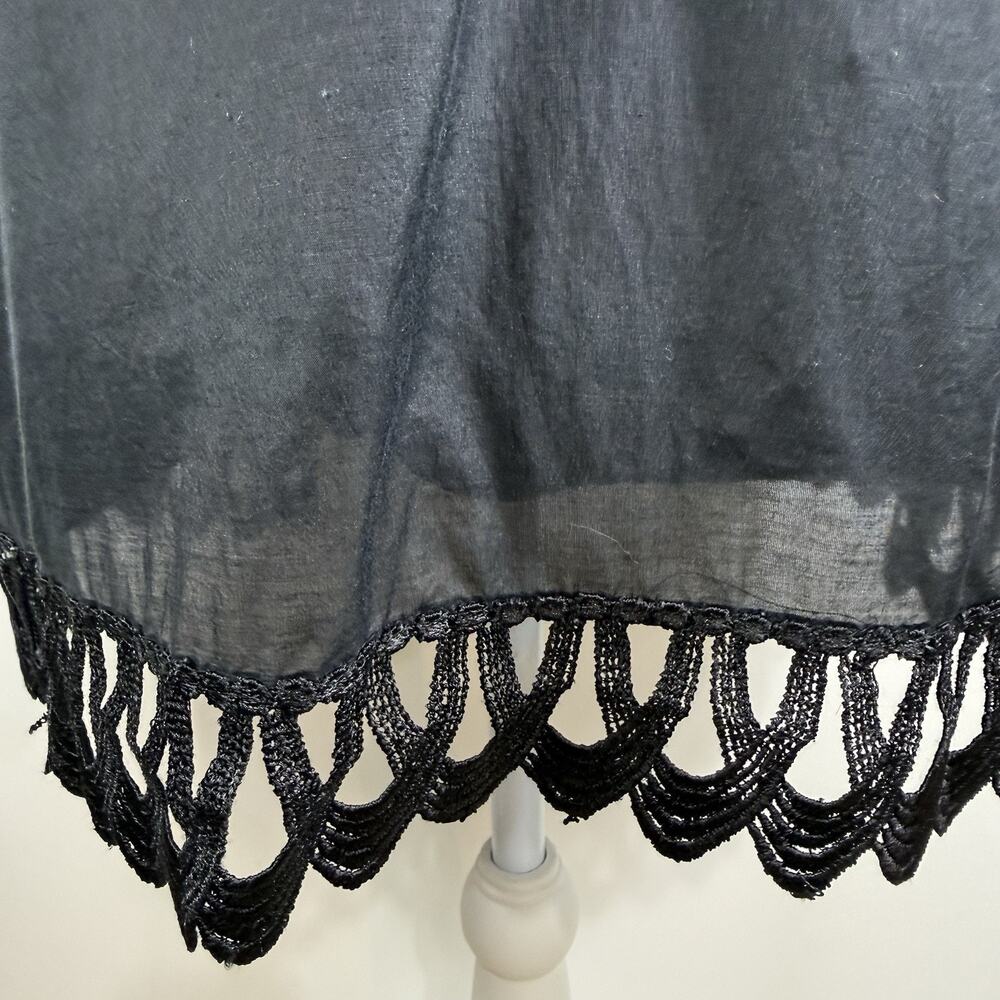 Whimsygoth Black Crochet Lace Bizz Princess Tunic Large Cotton Silk Pockets - Picture 11 of 13